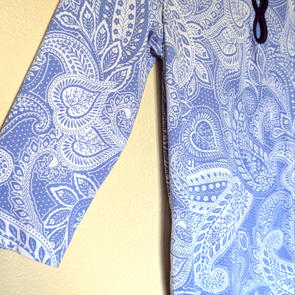 NWOT Ellen Tracy Blue Paisley and Plum Maxi Dress Size S - Picture 3 of 5